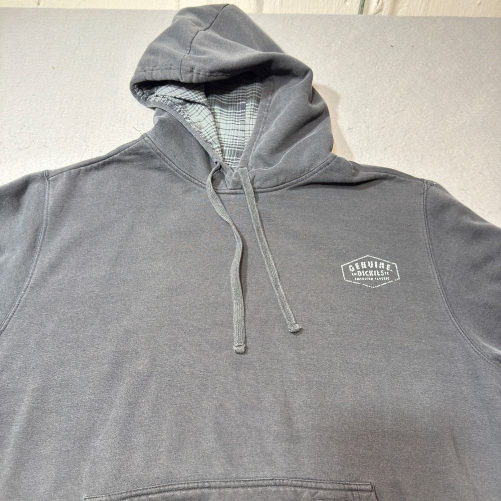 Genuine Dickies Hoodie Mens 2XL Gray Good Plaid Lined Pullover Workwear 1920